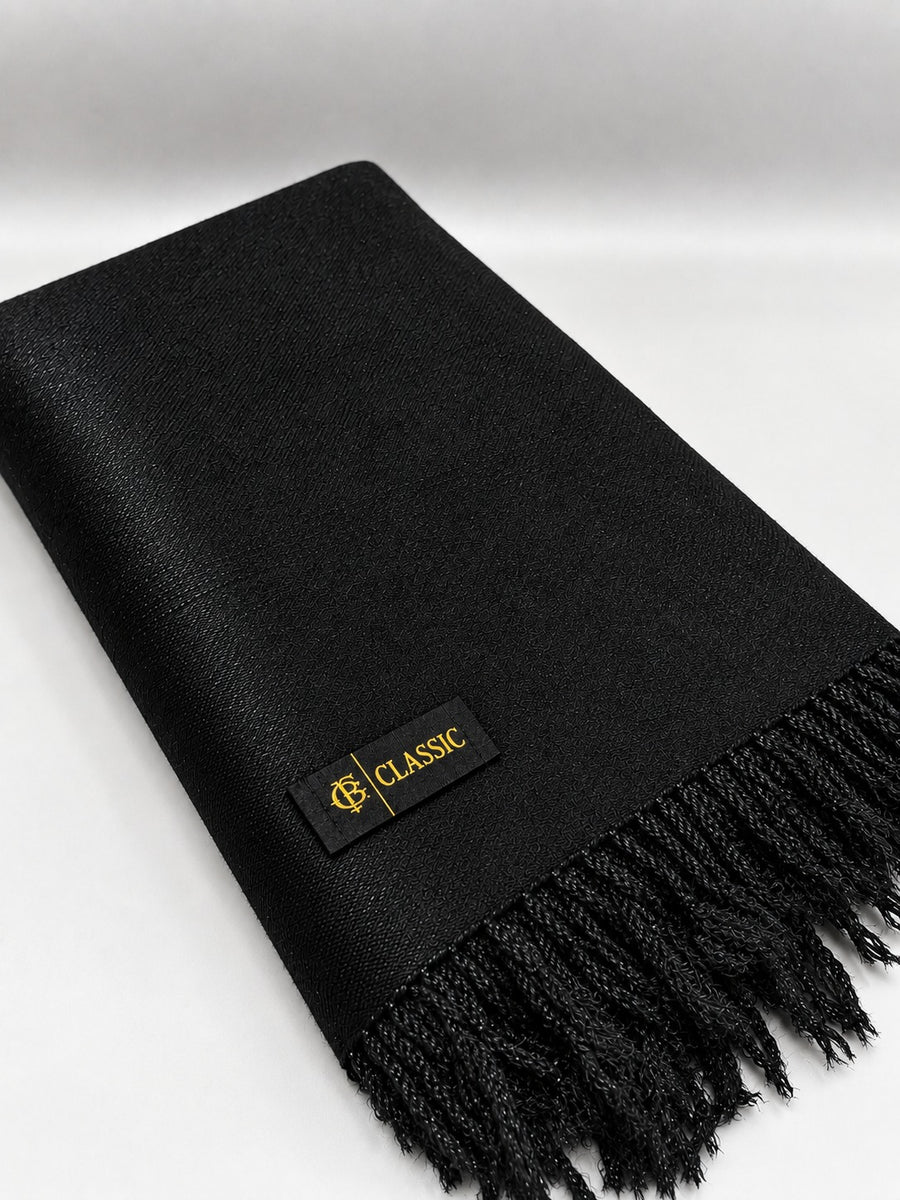 Premium Australian Lamb Wool Shawl – Plain Black