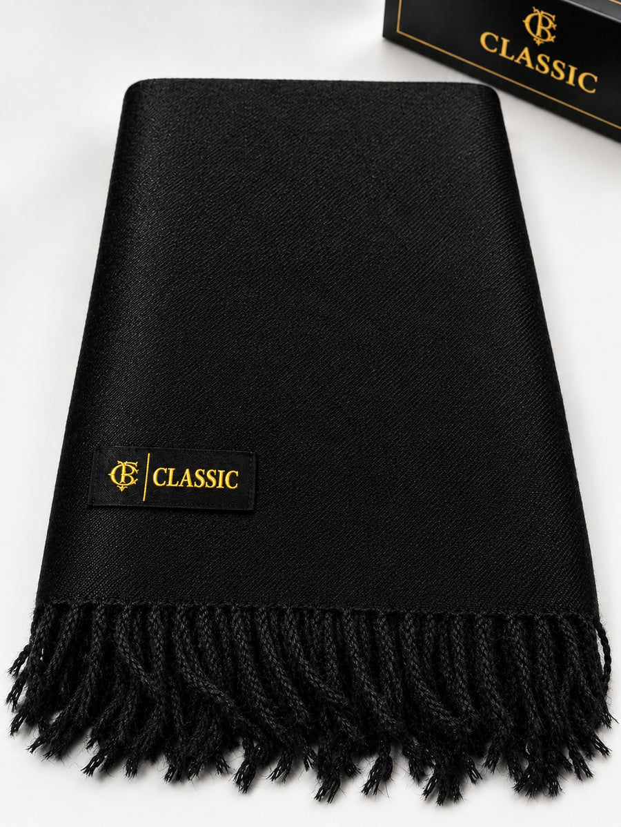 Premium Australian Lamb Wool Shawl – Plain Black