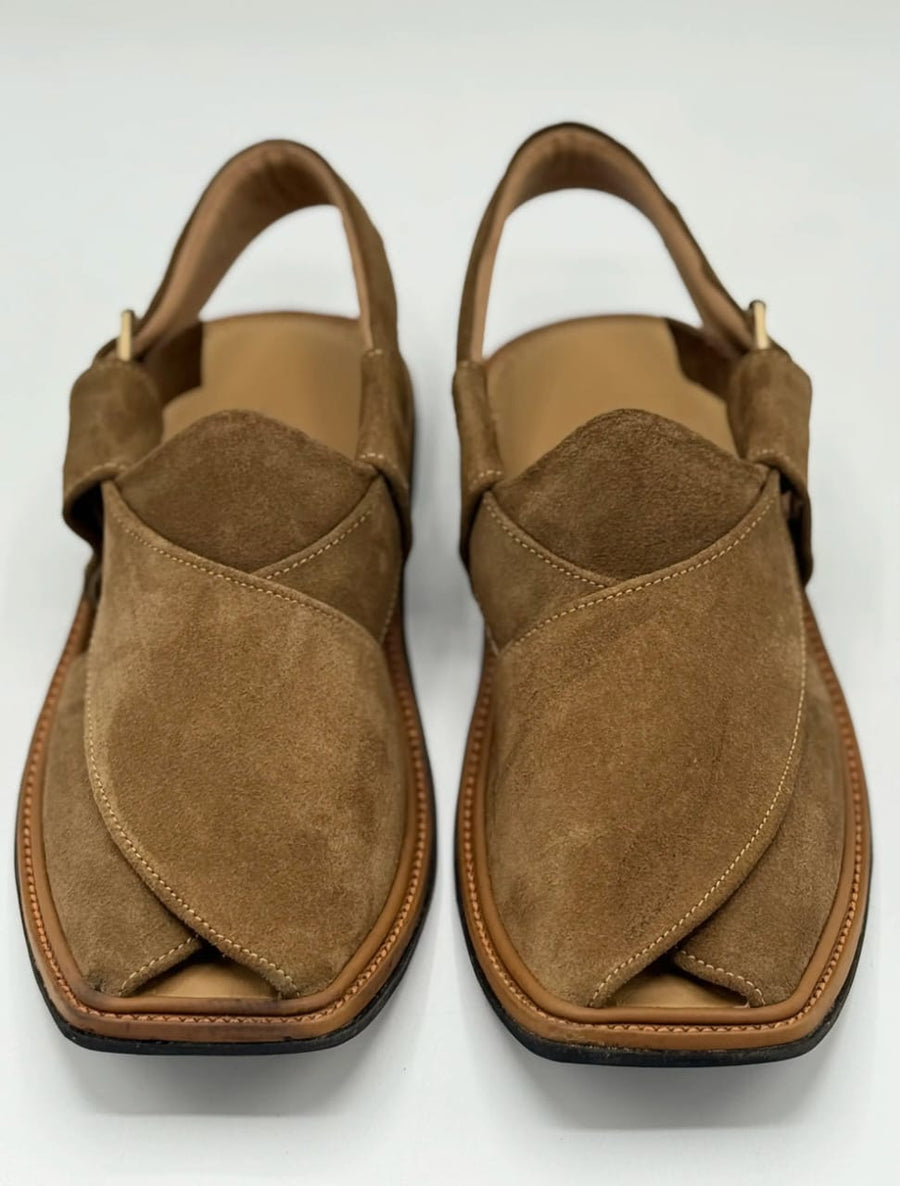 Suede Handmade Brown Peshawari Chappal – Pure Leather Traditional
