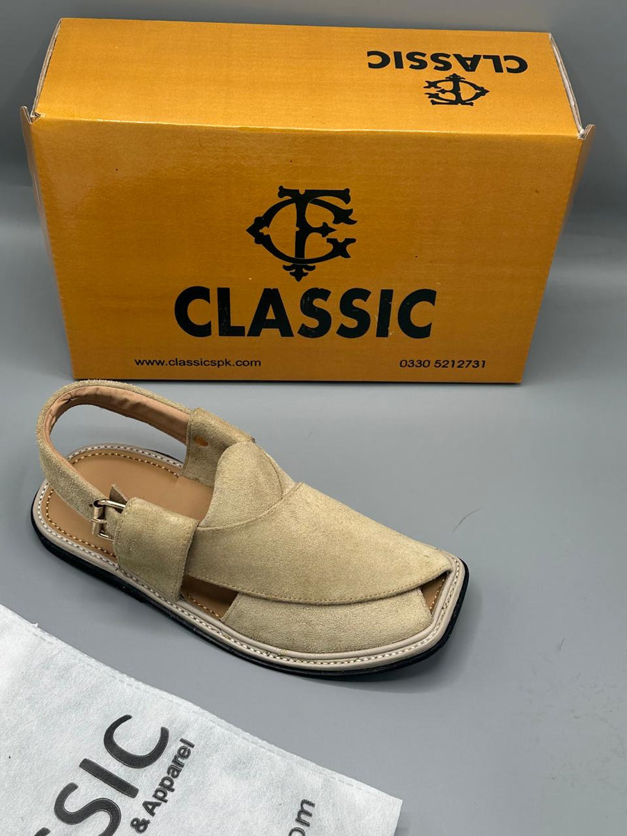 Suede Handmade cream Peshawari Chappal – Pure Leather Traditional