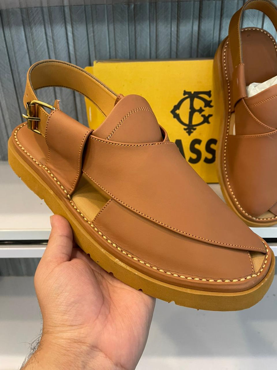 Premium camel Gogo Skechers peshawari Chappal