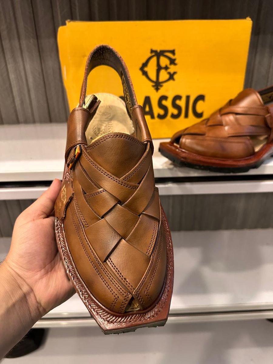 norozi brown peshwari chapal