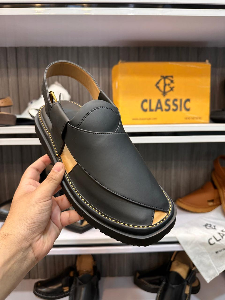 Premium Gogo Skechers black peshawari Chappal