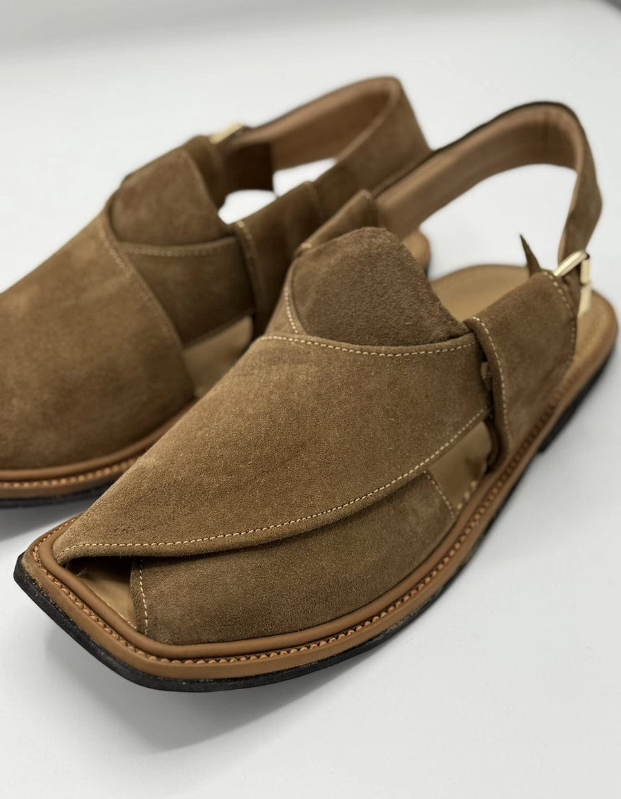 Suede Handmade Brown Peshawari Chappal – Pure Leather Traditional