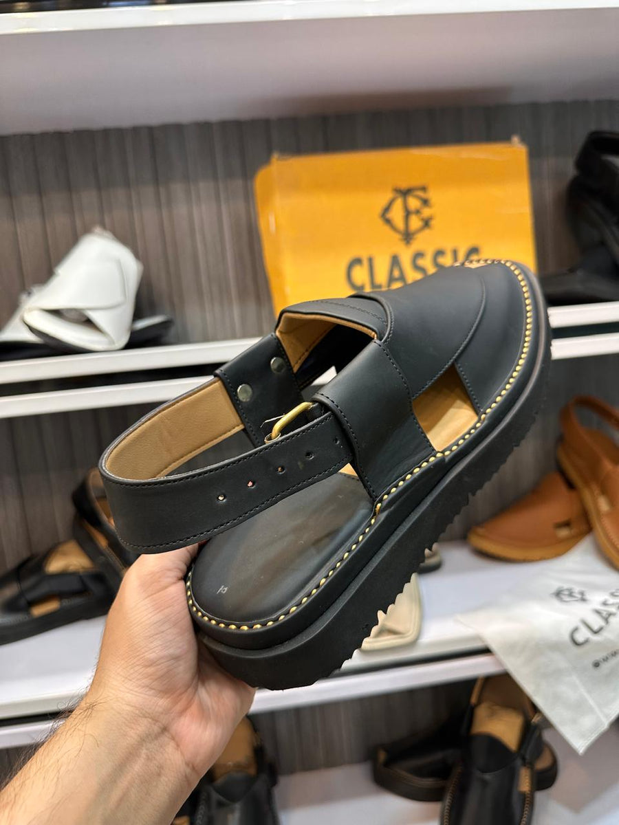 Premium Gogo Skechers black  peshawari Chappal